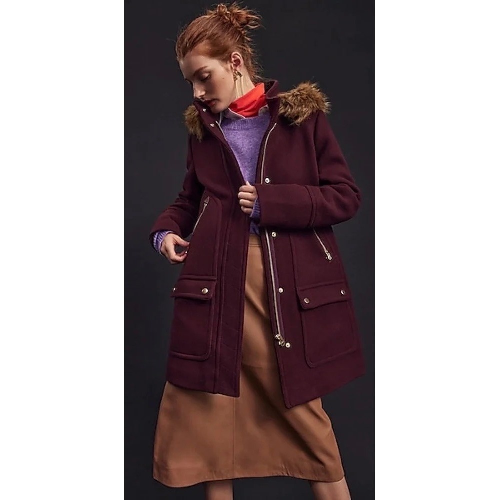J.Crew J. CREW Chateau Parka Italian Wool Stadium Cloth Nello Gori Size 00